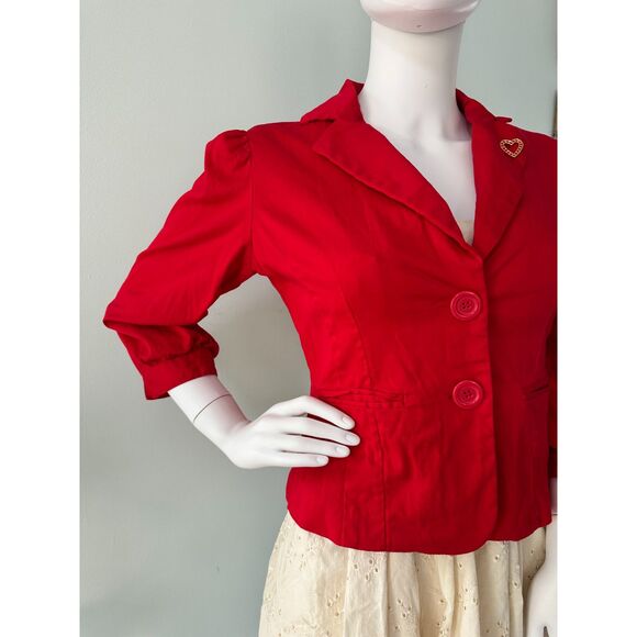 Ashley By 26 International Vintage Y2k Short Red Blazer Suit Jacket size Small - Picture 6 of 8